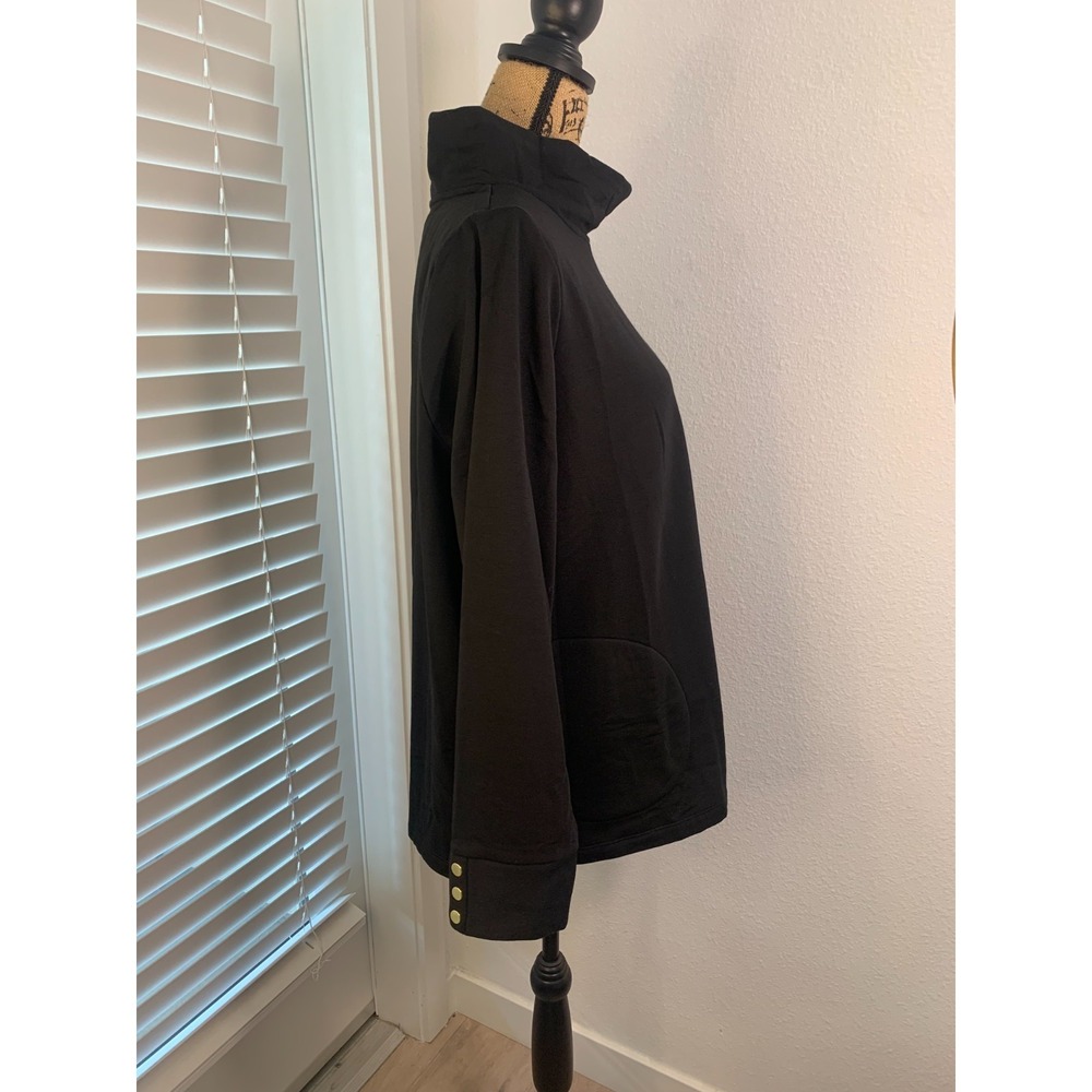 (H-240) Susan Graver Women Top Size L Black Cowl Neck Tunic Pockets QVC - Picture 5 of 9